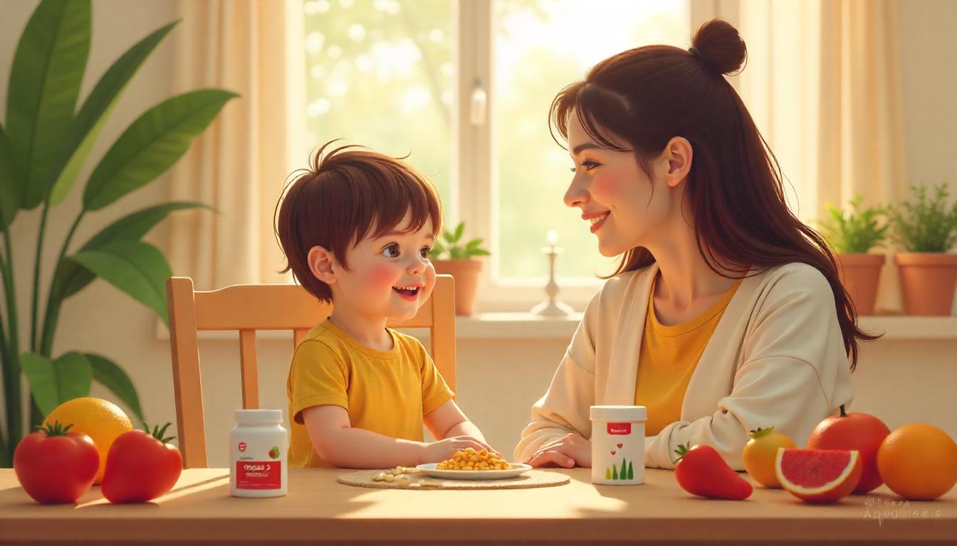 Parent and child exploring natural supplements together in a cozy home setting, symbolizing support and focus for kids with ADHD